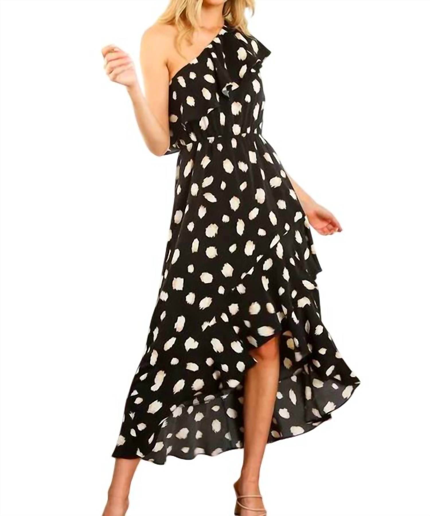 

Черное платье с рюшами на одно плечо Vine & Love