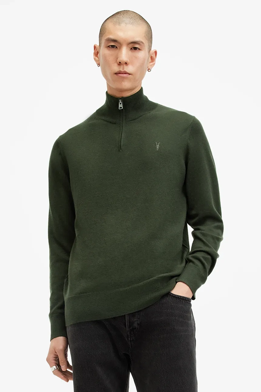 

KILBURN ZIP FUNNEL шерстяной свитер AllSaints, зеленый