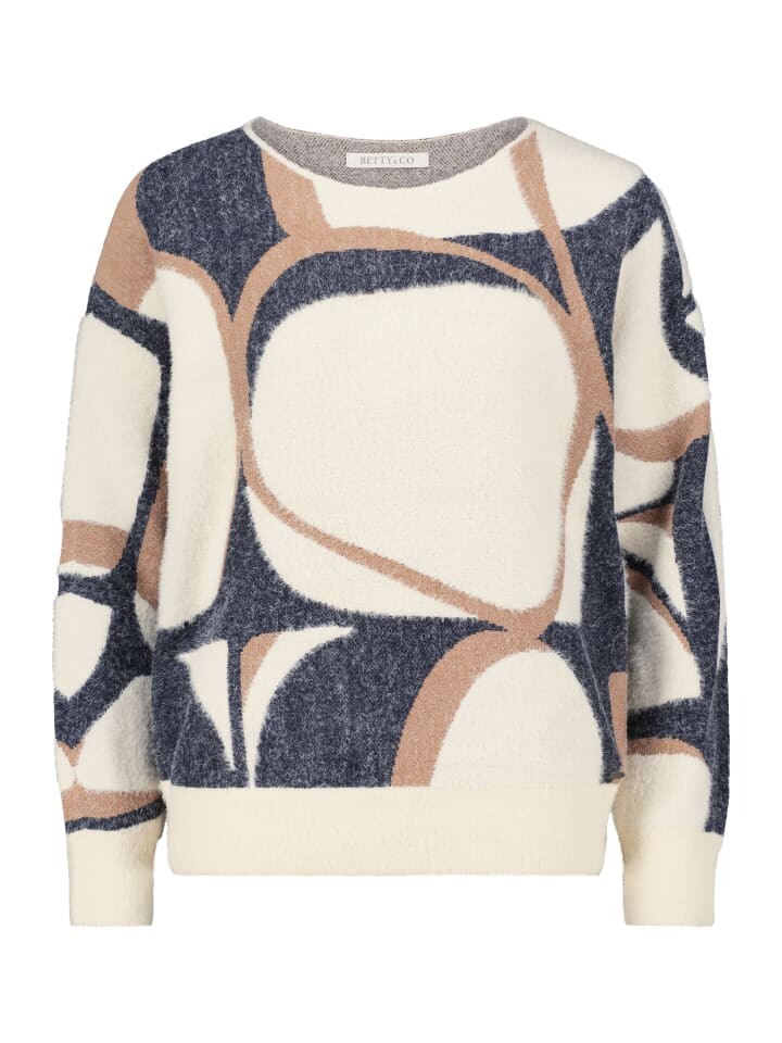 

Пуловер BETTY & CO Strickpullover mit Effektgarn, цвет Weiß/Dunkelblau
