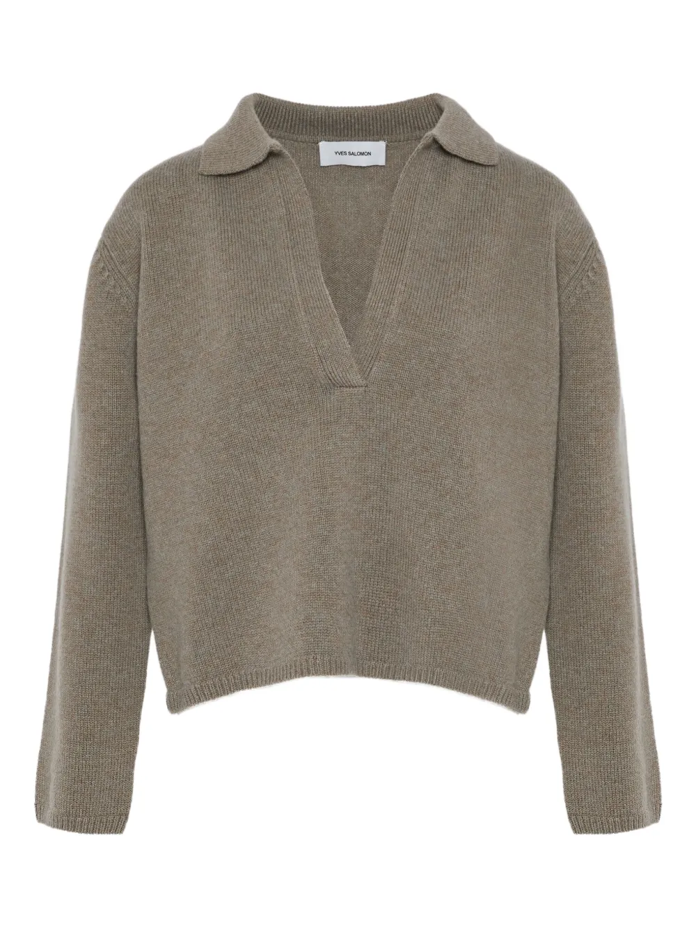 

Свитер с воротником поло Yves Salomon, серый