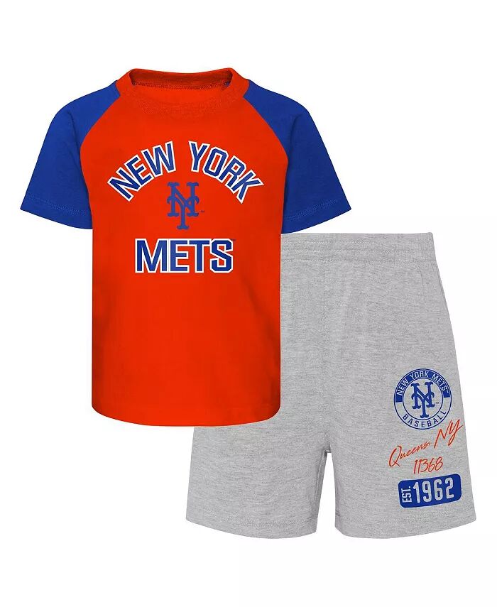 

Комплект из футболки и шорт реглан New York Mets Ground Out Baller для мальчиков и девочек оранжевого и серого цветов Outerstuff