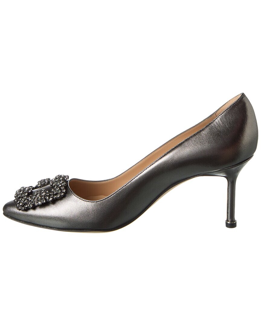 

Кожаные туфли Manolo Blahnik Hangisi 70, серебро