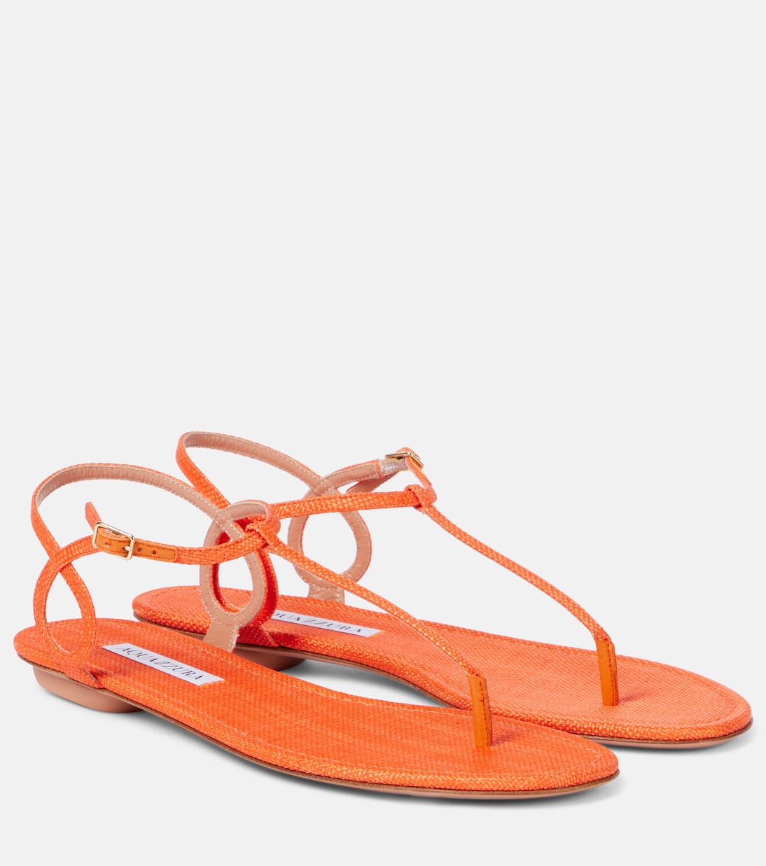 Почти голые сандалии с эффектом рафии Aquazzura, оранжевый