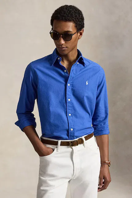 Классическая рубашка с длинным рукавом Polo Ralph Lauren, синий