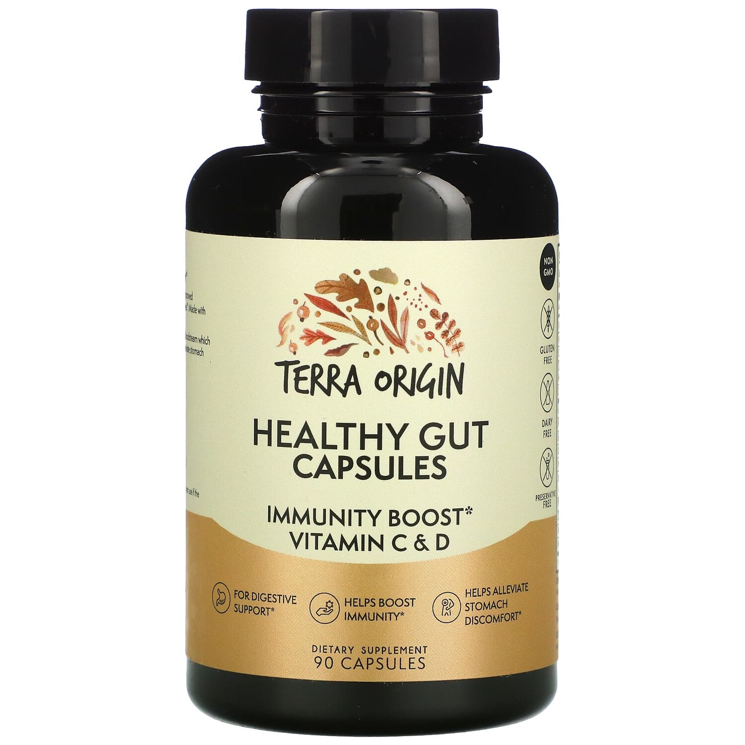

Terra Origin Healthy Gut Capsules with Immunity Boost Vitamin C & D 90 Capsules