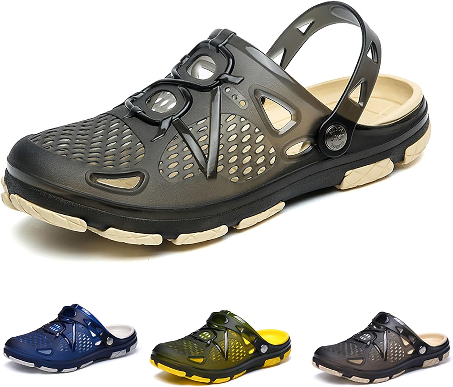 

Мужские слипоны DESESE для занятий спортом и походов на открытом воздухе, закрытые с носком, быстросохнущие, легкие пляжные туфли с задним ремешком, летние нескользящие сабо, водные туфли, черный