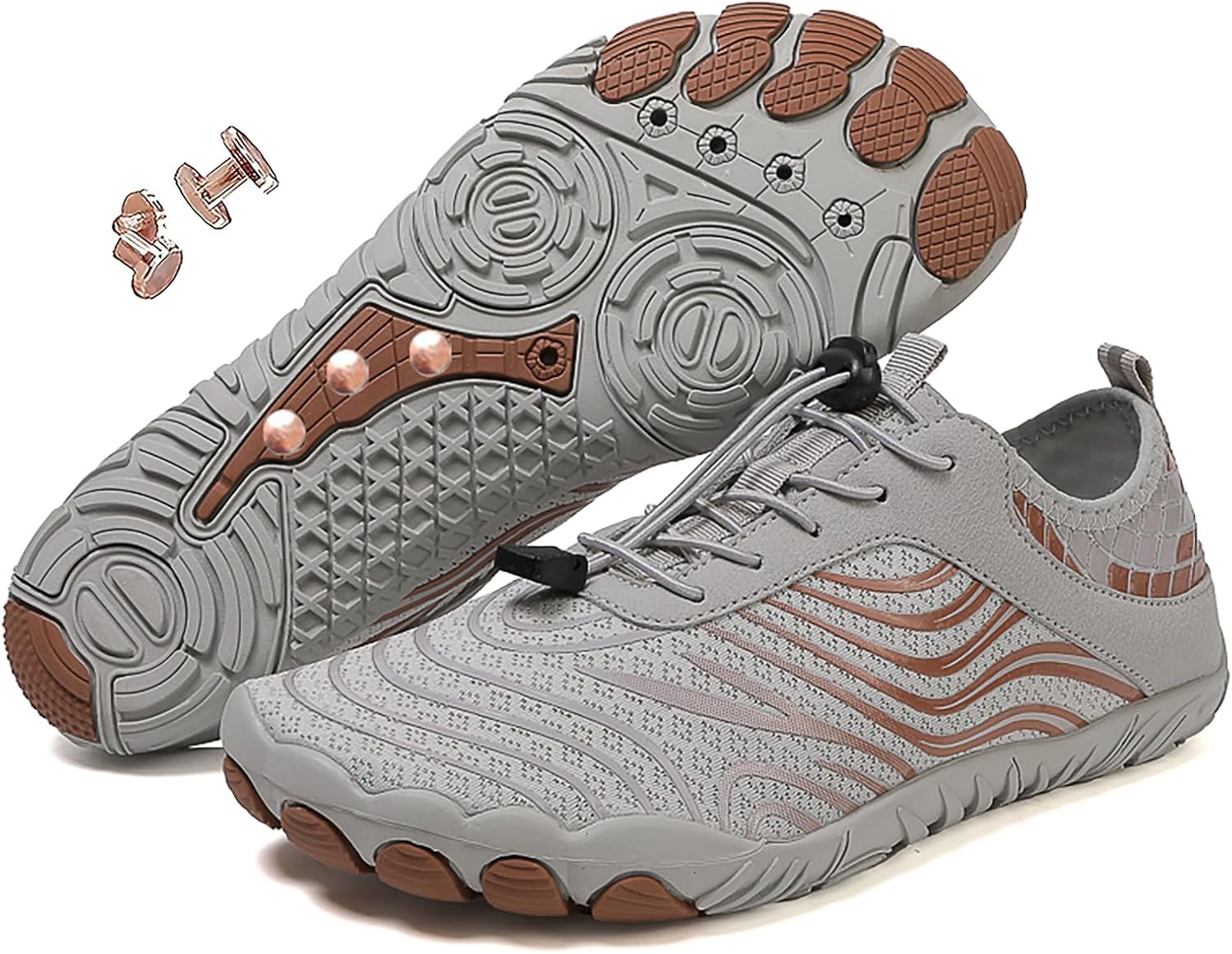 

Кроссовки Zureto с медью, удобная мягкая обувь для пеших прогулок для женщин и мужчин, коричневый