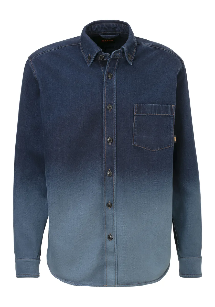 

Джинсовая рубашка BOSS ORANGE "Lambey - Denim", с цветовым градиентом, синий