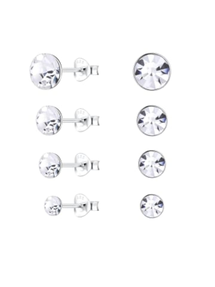 

Alexander York Серьги-гвоздики с кристаллами, оправа из серебра 925 пробы, 4 штуки