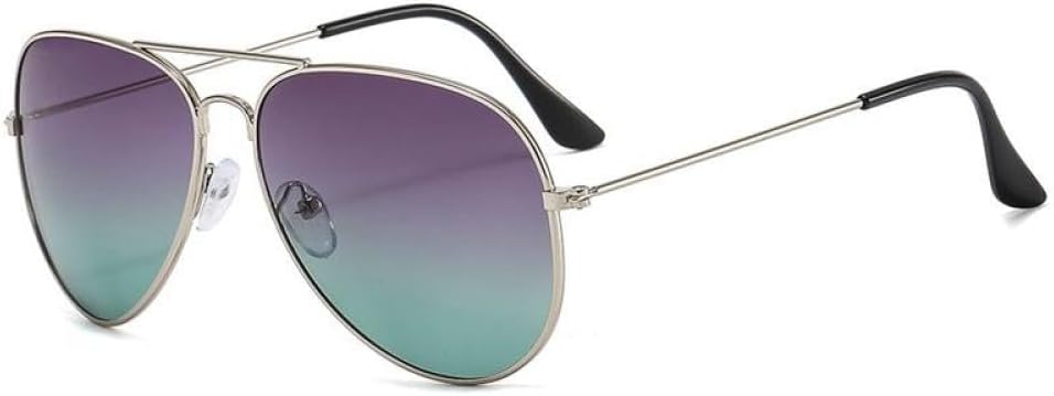 

Роскошные солнцезащитные очки с двойной перемычкой для женщин и мужчин, оправа из сплава, линзы с градиентом цвета «океан», женские и мужские очки generic, Silver Gray Green