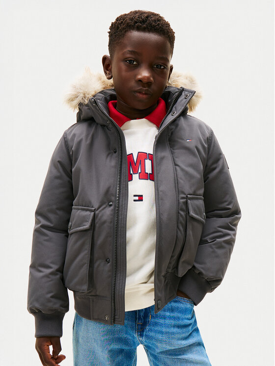 

Зимняя куртка regular fit Hooded Fake Fur Bomber KB0KB09887 Tommy Hilfiger, серый