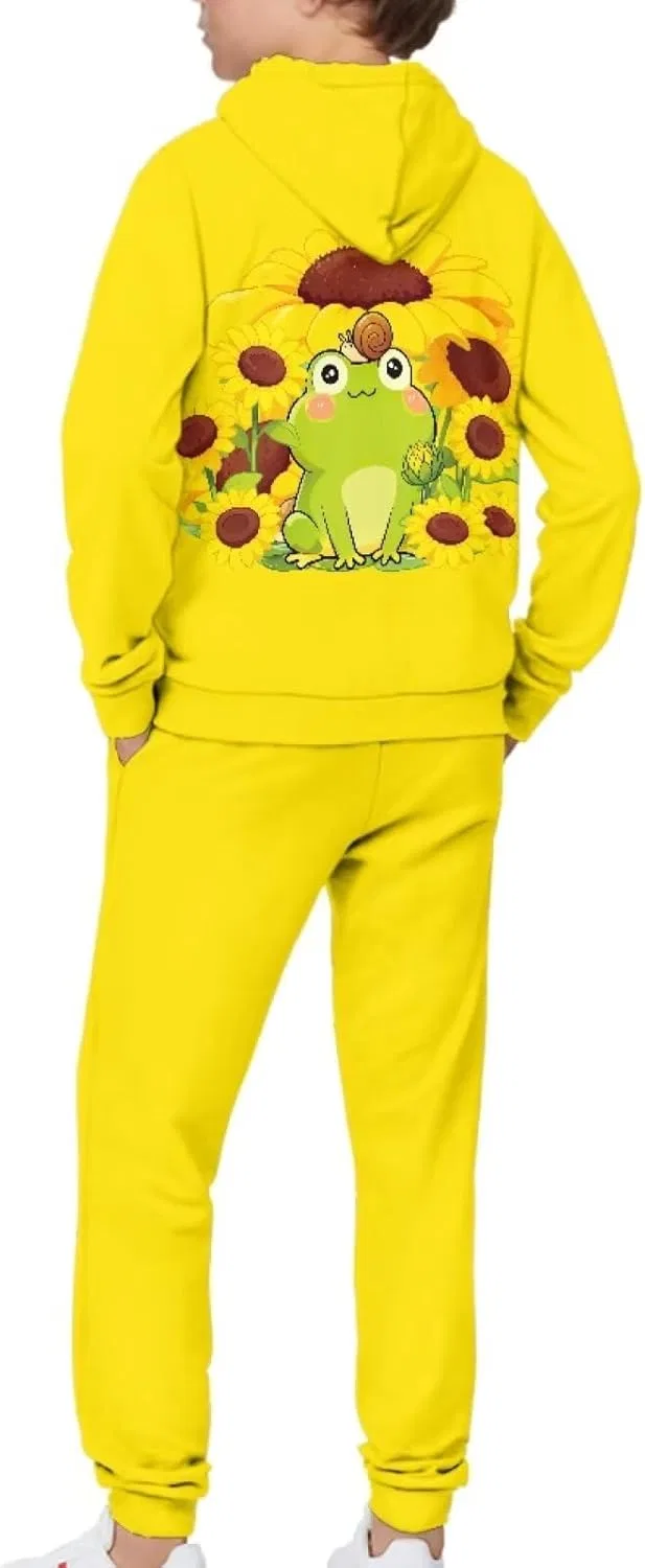 Детский спортивный костюм из толстовки и джоггеров YECARYPOD, Frog Sunflower, yellow — фото 4