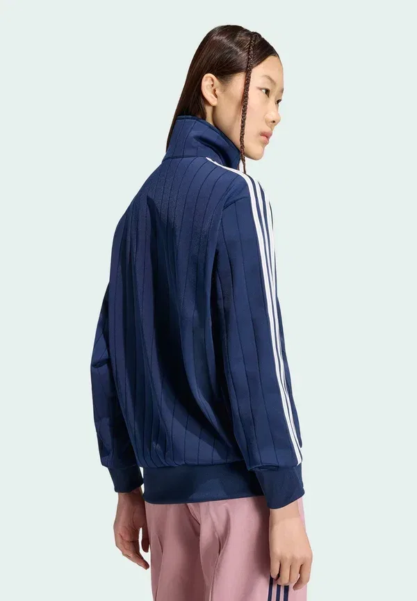 Толстовка с молнией Adidas Originals Pinstripe Firebird Loose Tracktop Zip Up Sweatshirt, цвет ночной индиго/белый/серый — фото 2