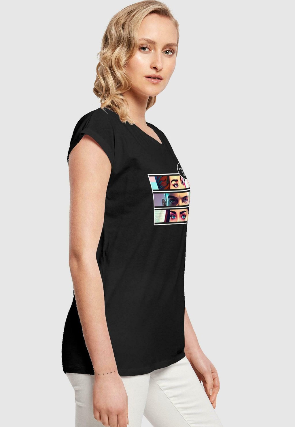 

Футболка с принтом THINKING COMIC EXTENDED SHOULDER TEE Merchcode, черный