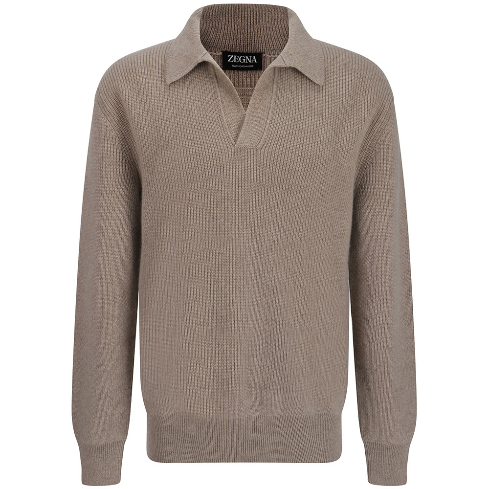 

Oasi Cashmere Polo Shirt Ermenegildo Zegna, Taupe