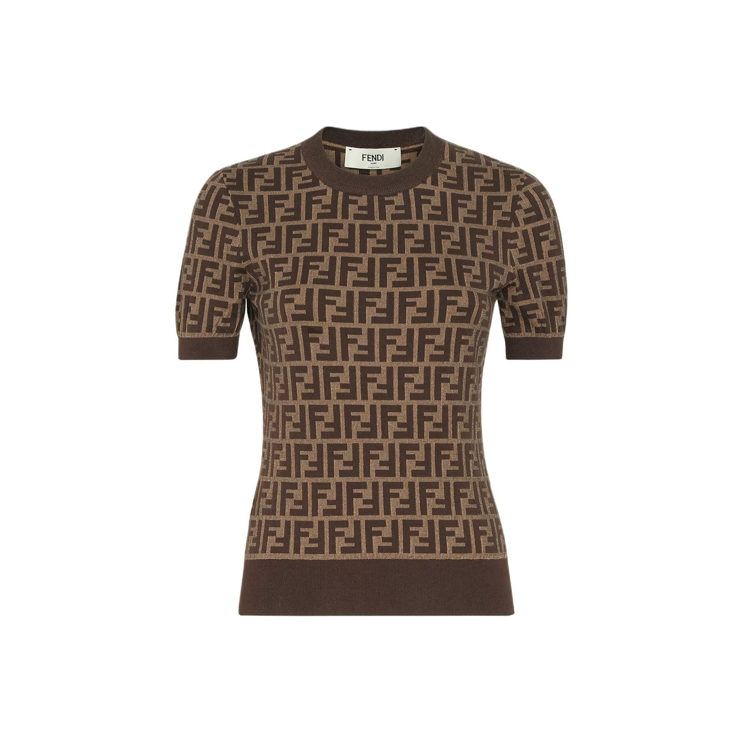 

Джемпер с коротким рукавом ff jacquard FENDI, коричневый