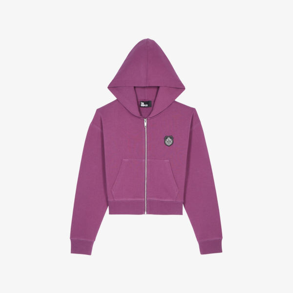 

Хлопковая толстовка с капюшоном Blazon-Patch на молнии The Kooples, черный