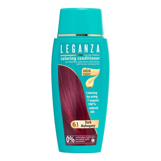 

20 кондиционер для волос с оттенком черного тюльпана Leganza, цвет 61 dark mahogany, 150 мл