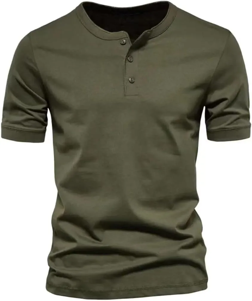 

Мужская хлопковая футболка Henley с коротким рукавом