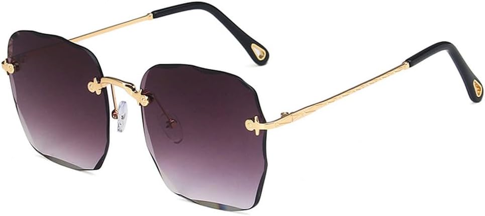 

Мужские солнцезащитные очки без оправы с металлическим покрытием, летние, женские, с разноцветными линзами, защита от УФ-излучения UV400, модные солнцезащитные очки для женщин TKKTLLT, Gold Gradient Gray