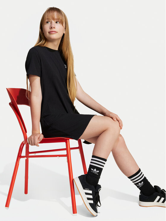 Платье на каждый день обычный крой Ribbed JC8429 Adidas, черный — фото 2