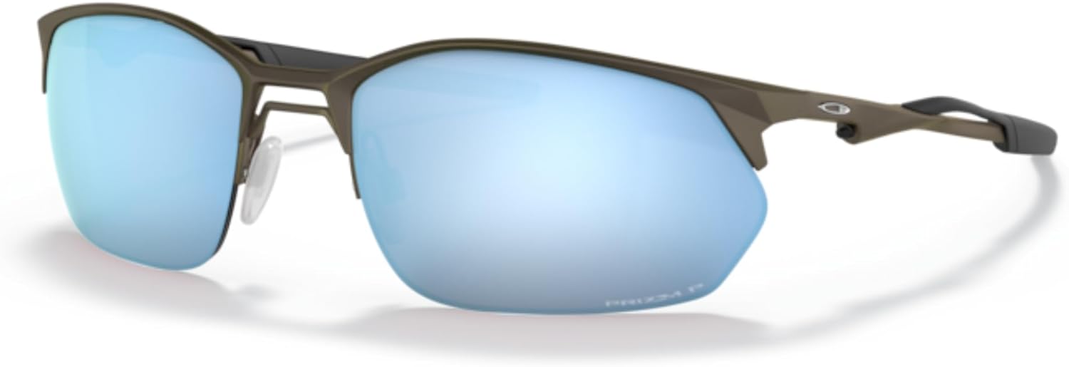

Солнцезащитные очки Oakley Wire Tap 2.0 OO4145 прямоугольной формы для мужчин + комплект аксессуаров: ремешок и чехол из микрофибры, Satin Lead/Prizm Deep Water Polarized
