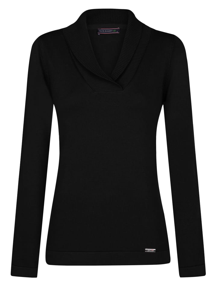 

Простой свитер с длинными рукавами и воротником-шарфом черного цвета Felix Hardy