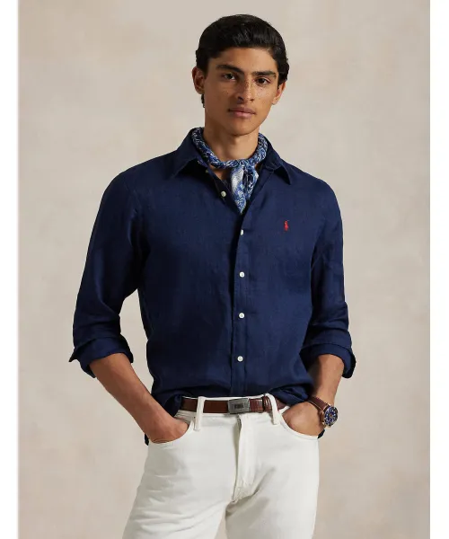 

Льняная рубашка Slim fit Polo Ralph Lauren, синий
