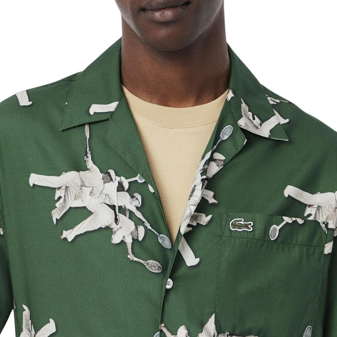 Мужская короткая рубашка Lacoste Rene Graphic Woven, Green — фото 2