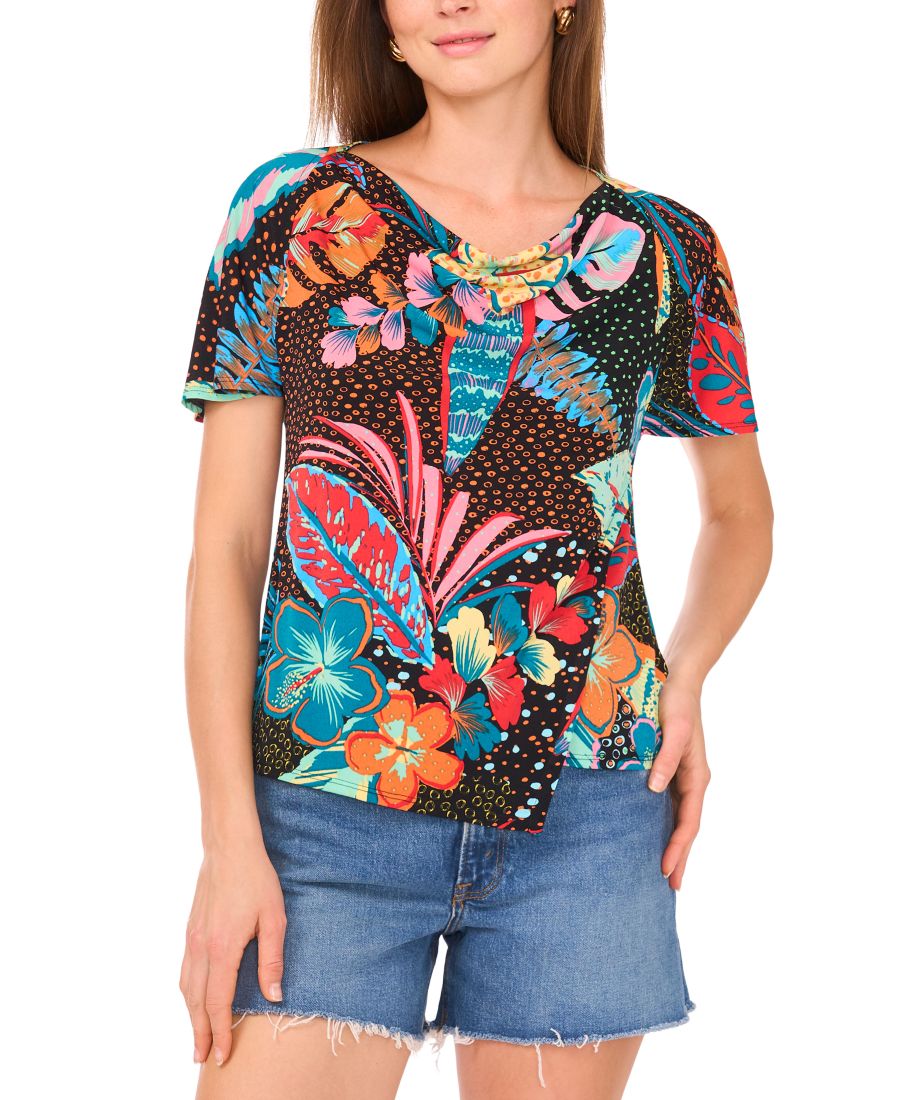 

Женская блузка с воротником-хомутом и асимметричным низом Vince Camuto, Rich Black