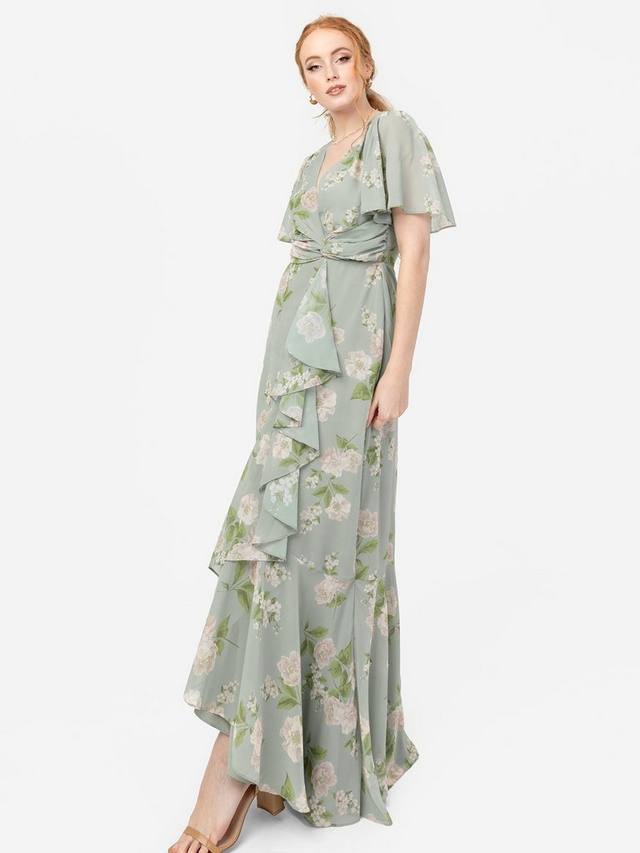 

Макси-платье с запахом из искусственной оборки Anaya With Love, цвет Sage Floral Print
