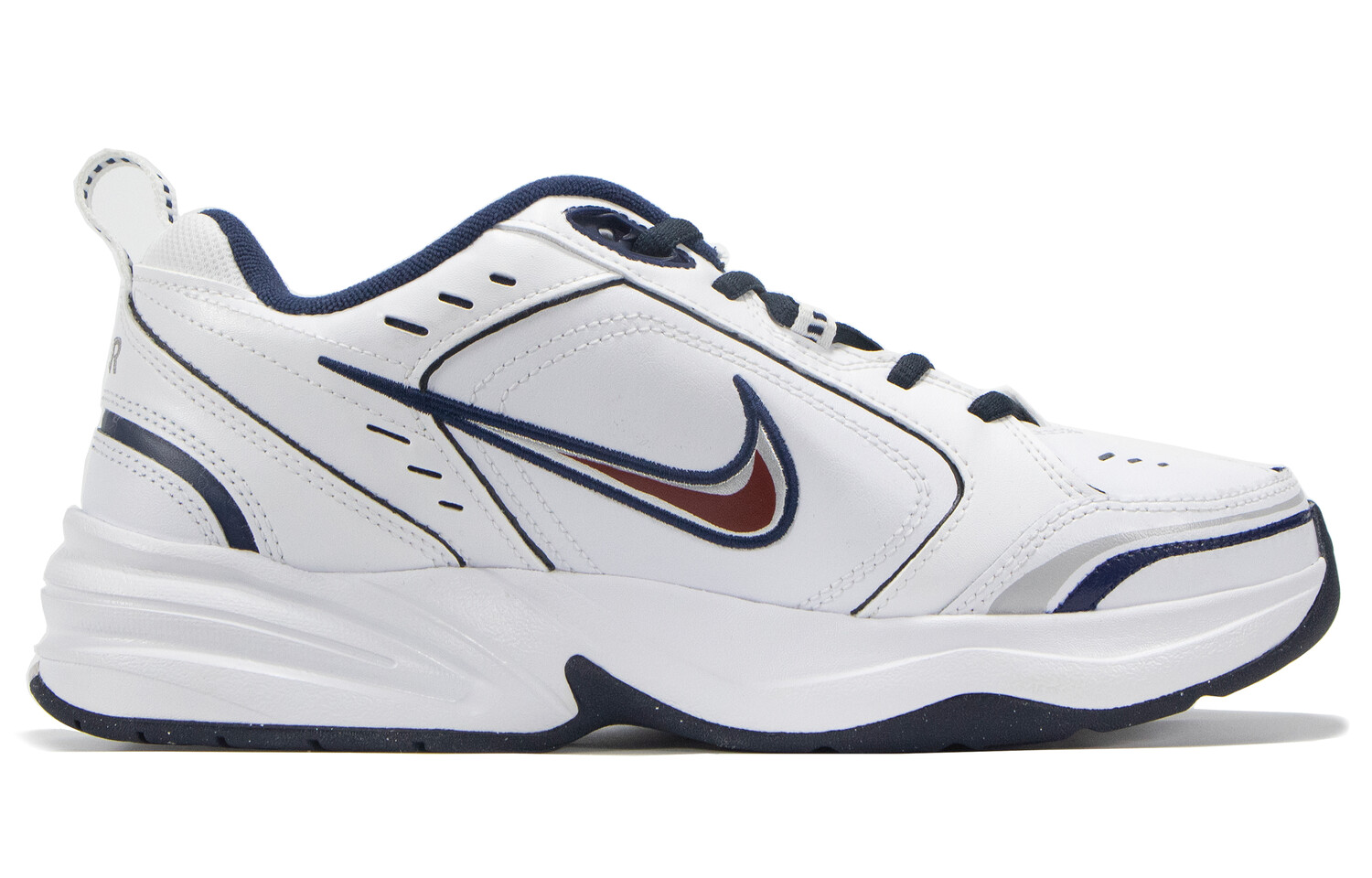 

Кроссовки Air Monarch 4 Chunky унисекс с низким верхом белого/синего/красного цвета Nike, Красный, Кроссовки Air Monarch 4 Chunky унисекс с низким верхом белого/синего/красного цвета Nike
