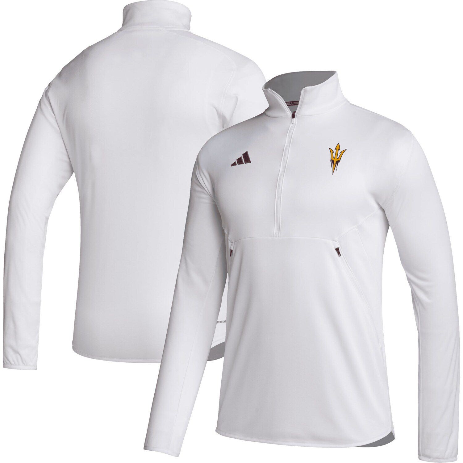 

Мужская белая футболка Arizona State Sun Devils 2023 с полумолнией сбоку AEROREADY adidas, Белый, Мужская белая футболка Arizona State Sun Devils 2023 с полумолнией сбоку AEROREADY adidas