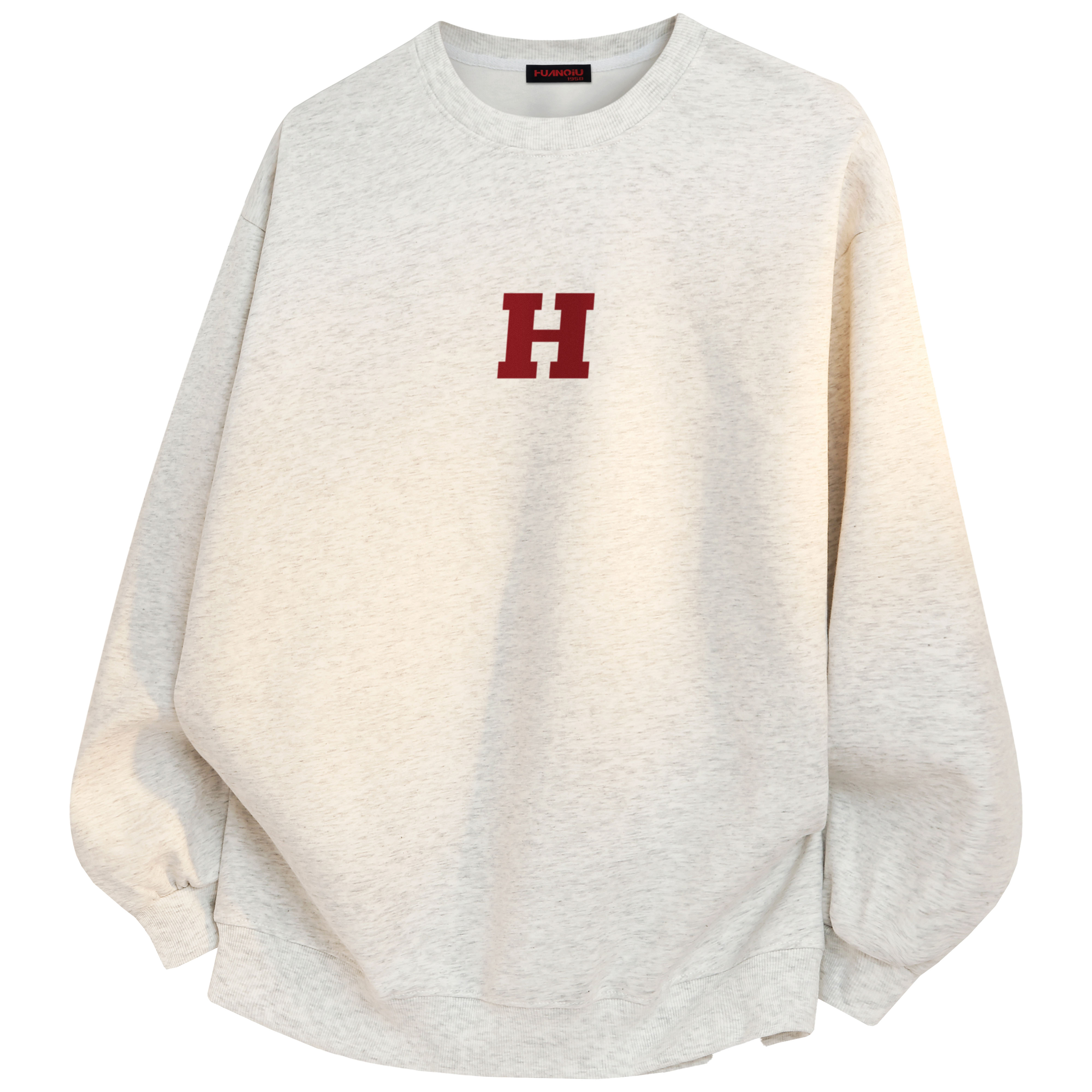 

Свитшот Unisex Crew Neck Moderate Regular HUANQIU, белый heather серый (heavyweight thickened and fleece-lined)