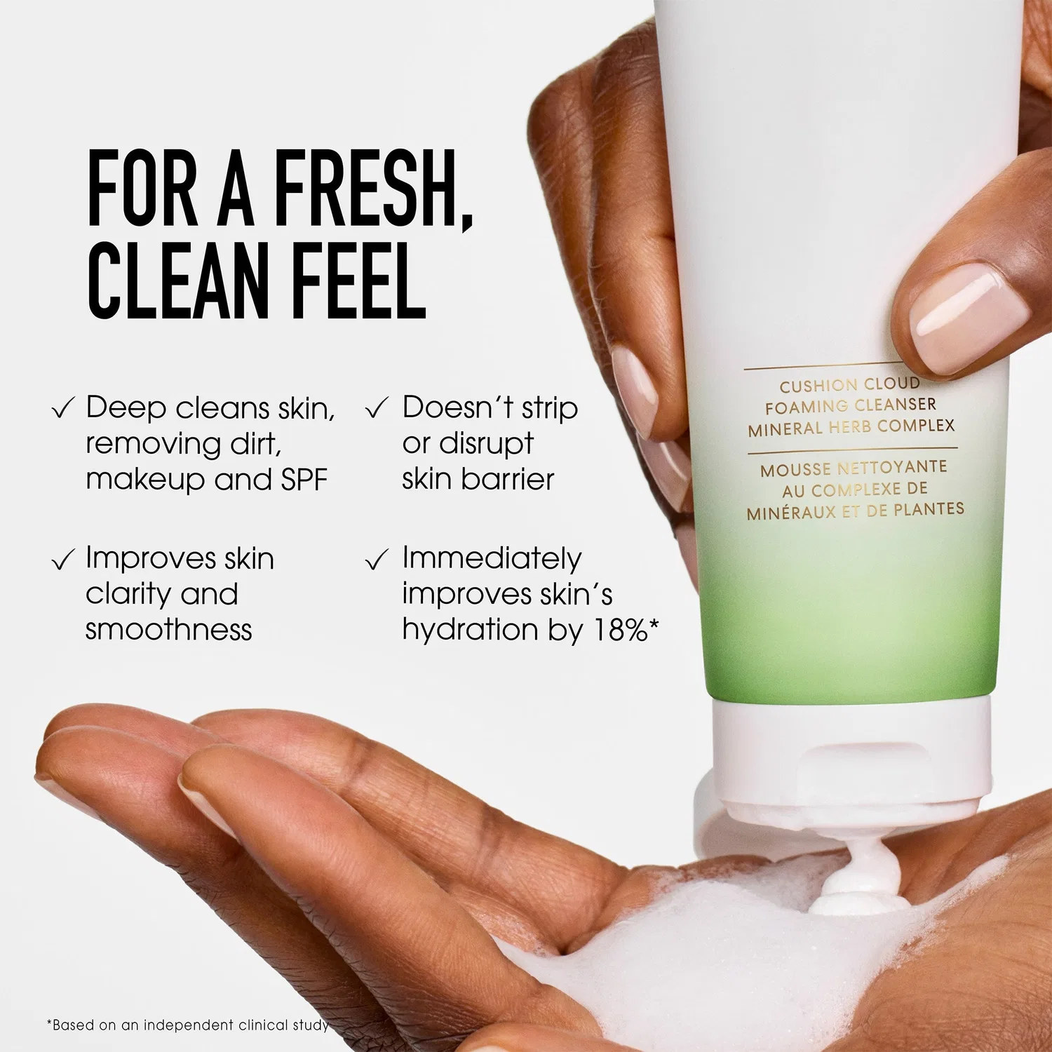 Крем для лица bareMinerals — Очищающая пенка для лица Skinlongevity cushion cloud, 120 мл — фото 4