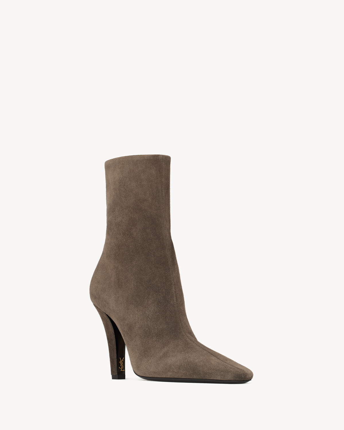 Ботильоны JILL из замши Saint Laurent, серый/серебряный — фото 4