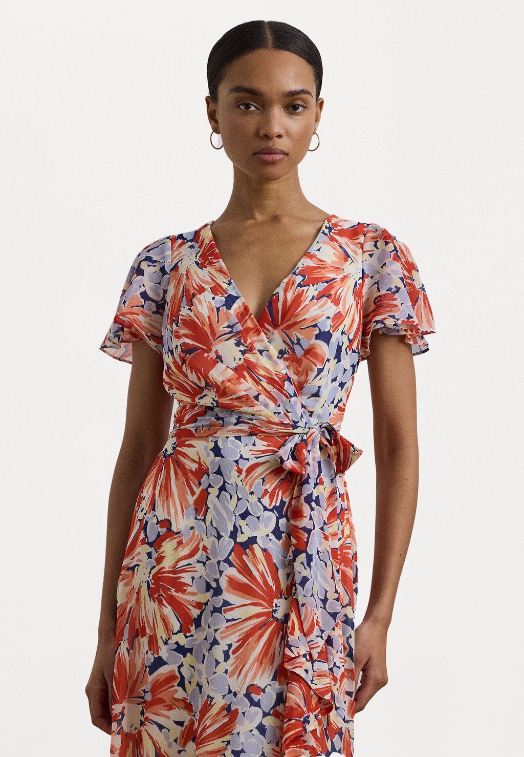 

Коктейльное/вечернее платье FLORAL BELTED FLUTTER SLEEVE GOWN Lauren Ralph Lauren, белый