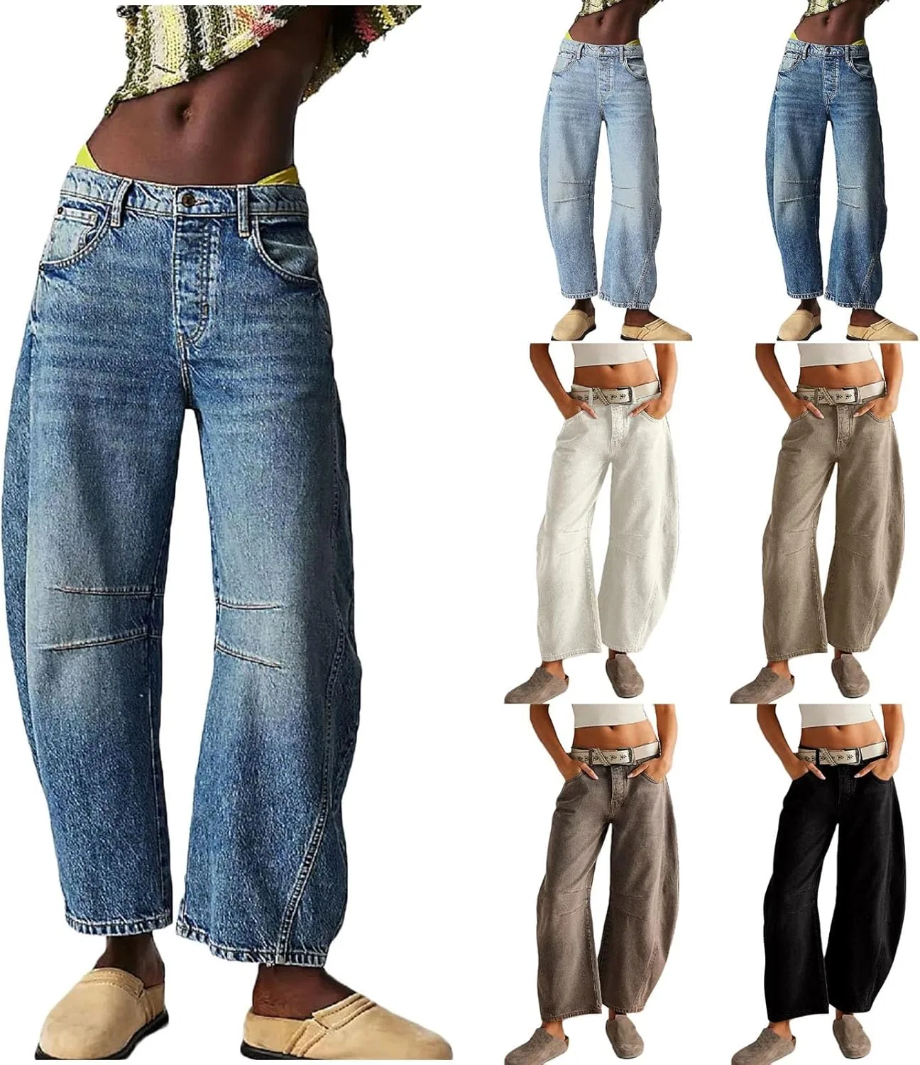 Джинсы baggy mid rise, королевский синий