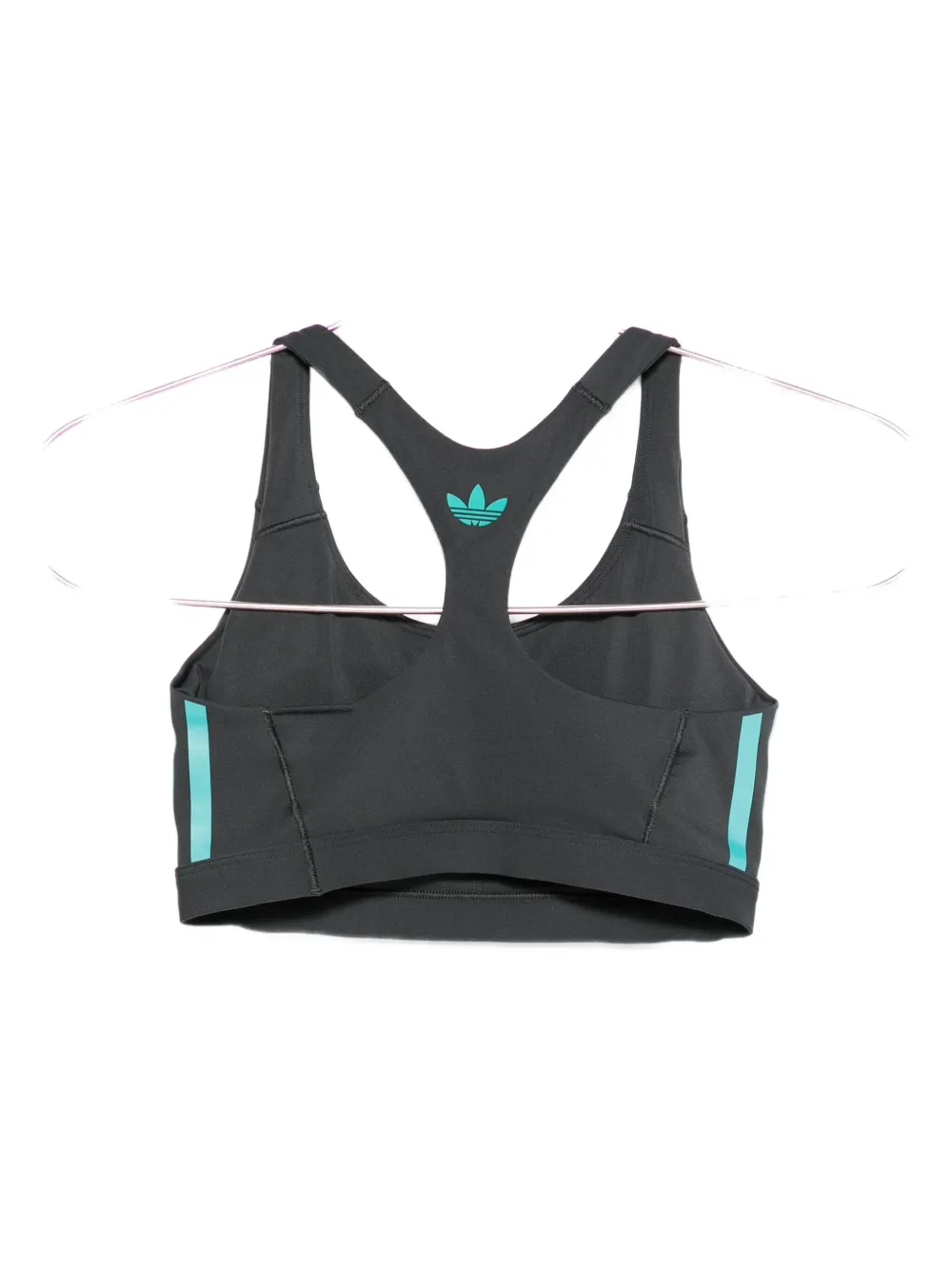 Спортивный бюстгальтер с логотипом и борцовской спинкой Adidas, серый — фото 2