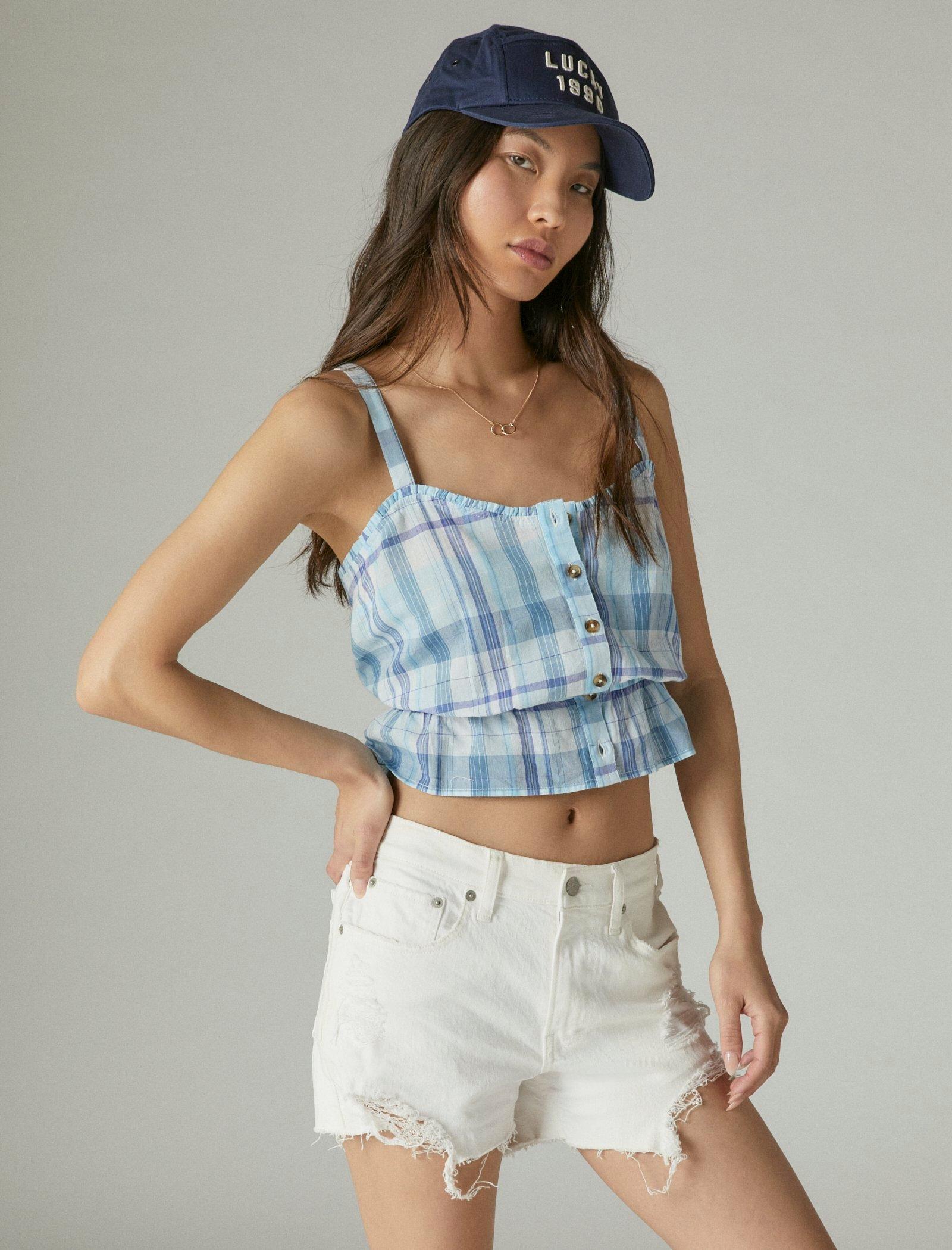 

Женская клетчатая майка Lucky Brand, синий
