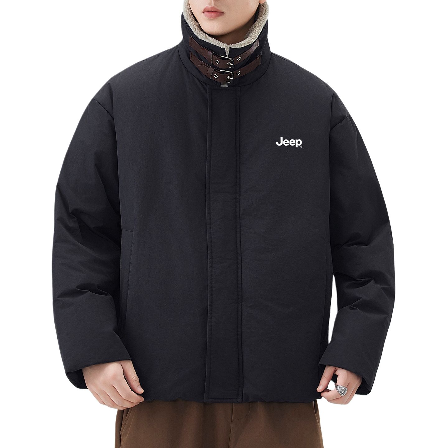 

Пуховик Unisex Lapel Thickened Others Jeep, черный