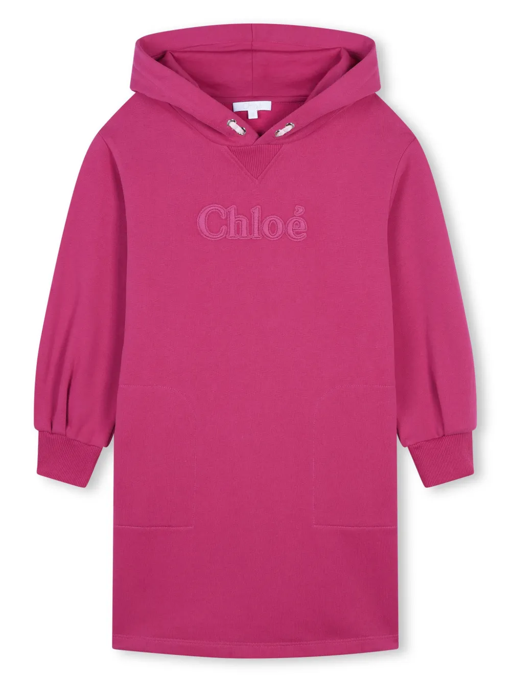 

Платье с капюшоном и вышитым логотипом Chloé Kids, розовый