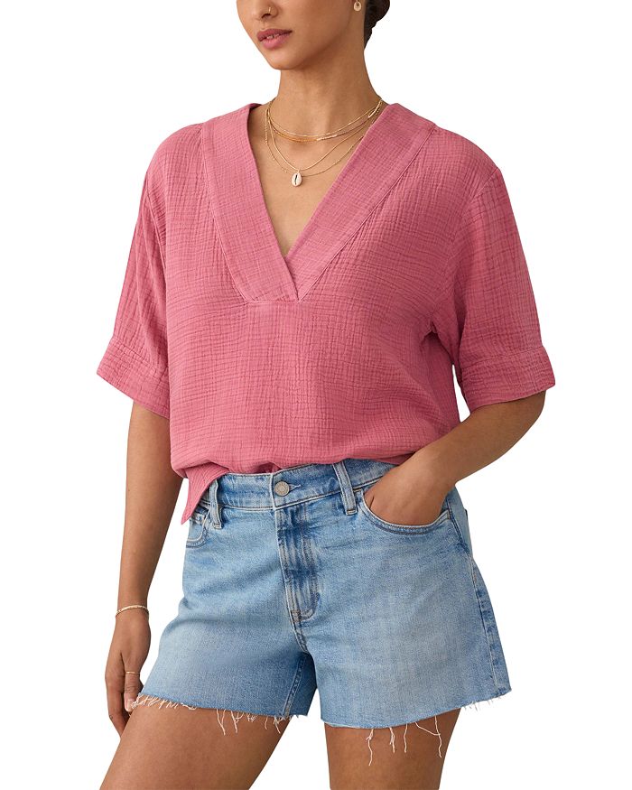 

Топ из хлопкового газа свободного кроя Dune Relaxed Fit Faherty, розовый