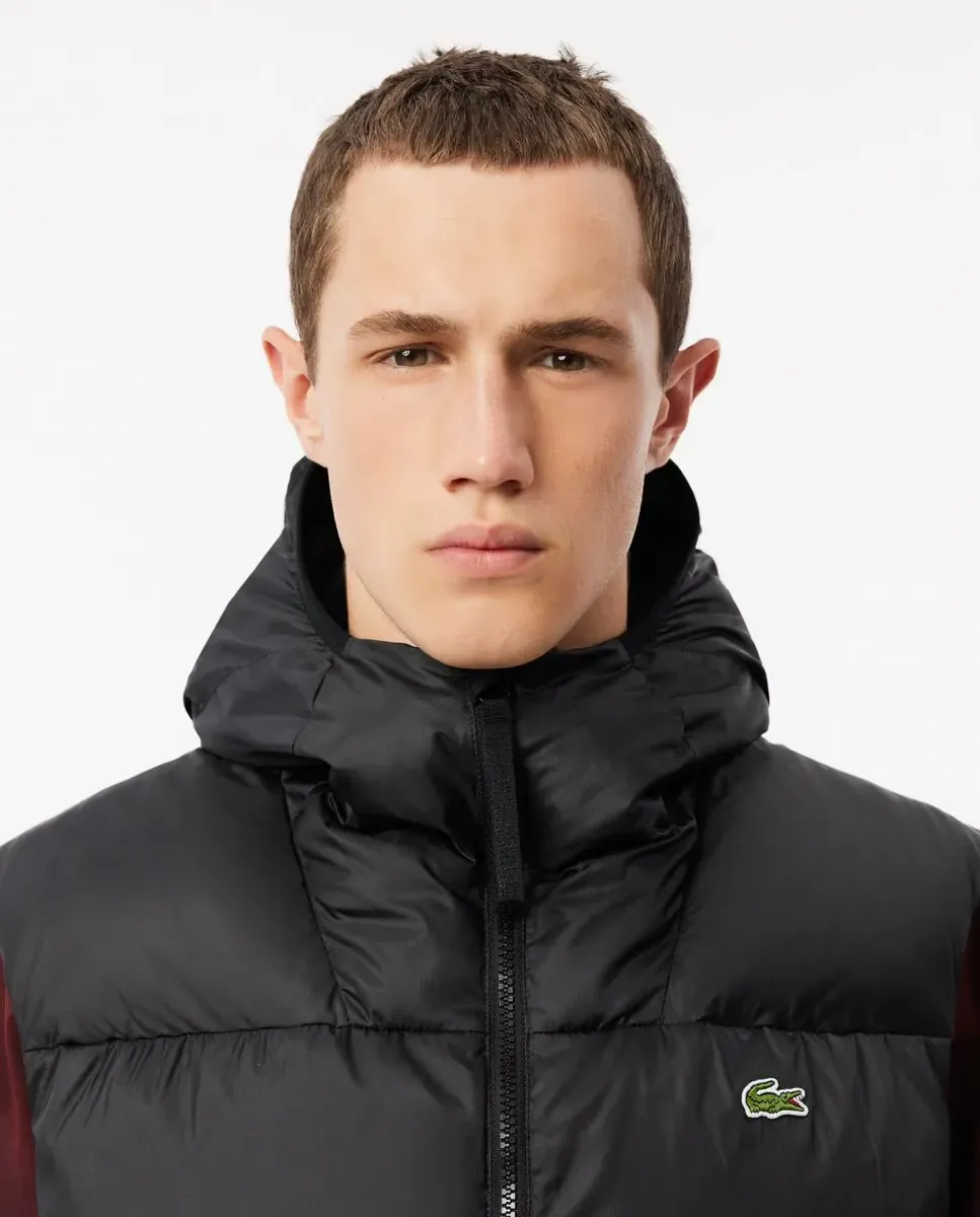 Короткая мужская стеганая водоотталкивающая куртка Lacoste, черный — фото 3