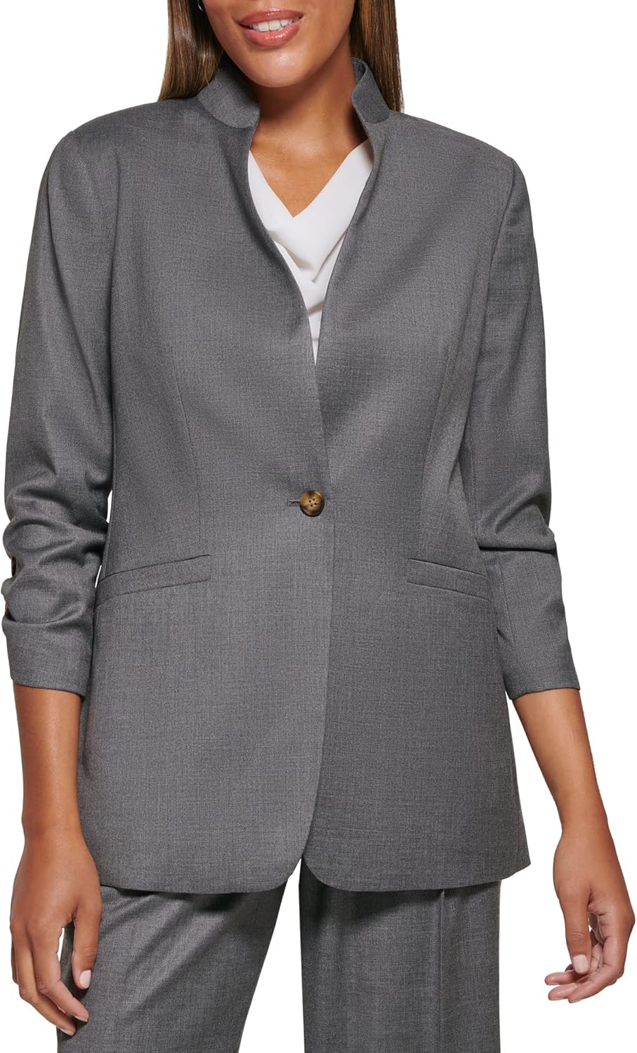 

Женский пиджак Calvin Klein с застежкой на одну пуговицу для работы, Tin Multi