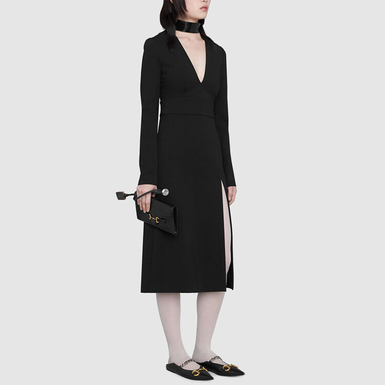 Платье Gucci с длинными рукавами, черный — фото 4