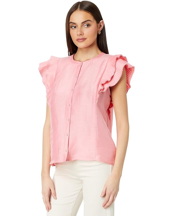 

Топ Vineyard Vines Flutter Sleeve Pintuck, цвет Cayman
