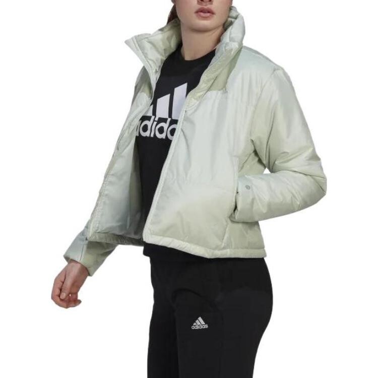 Стеганая куртка женская льняная зеленая Adidas — фото 4