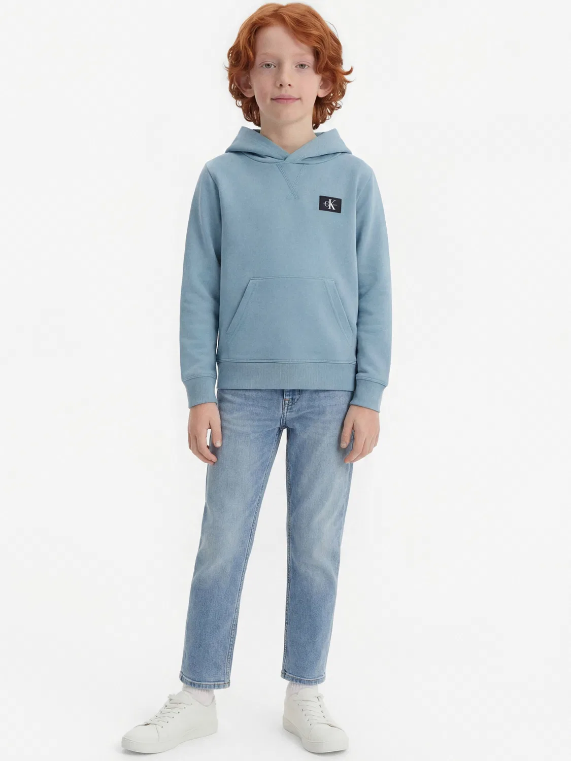 Джинсовая толстовка Calvin Klein Jeans, пыльно-голубого цвета — фото 4