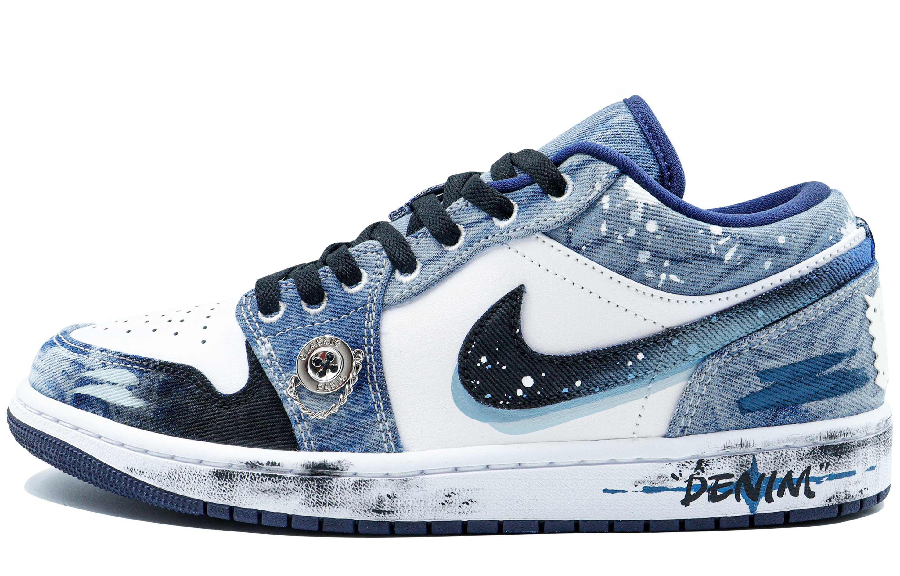 

Кроссовки Jordan Air 1 Low Washed Denim Wild Vintage Slip-Resistant низкие винтажные баскетбольные мужские джинсовые синие